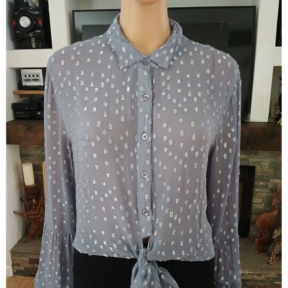 Venus Womens Sz 12 Long Flowing Crop Top Sheer Peasant Beachy Boho Asian Indian - Picture 10 of 12